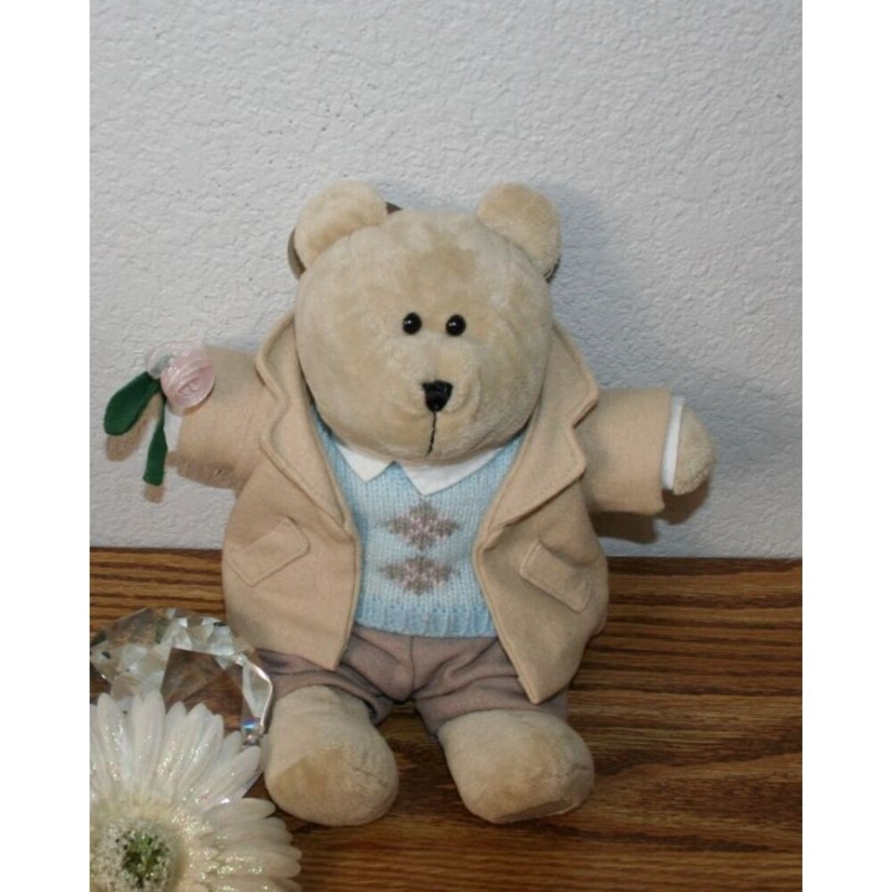 Starbucks Bearista Bear Plush 45th Anniversary Boy Suit Pink Rose 2006